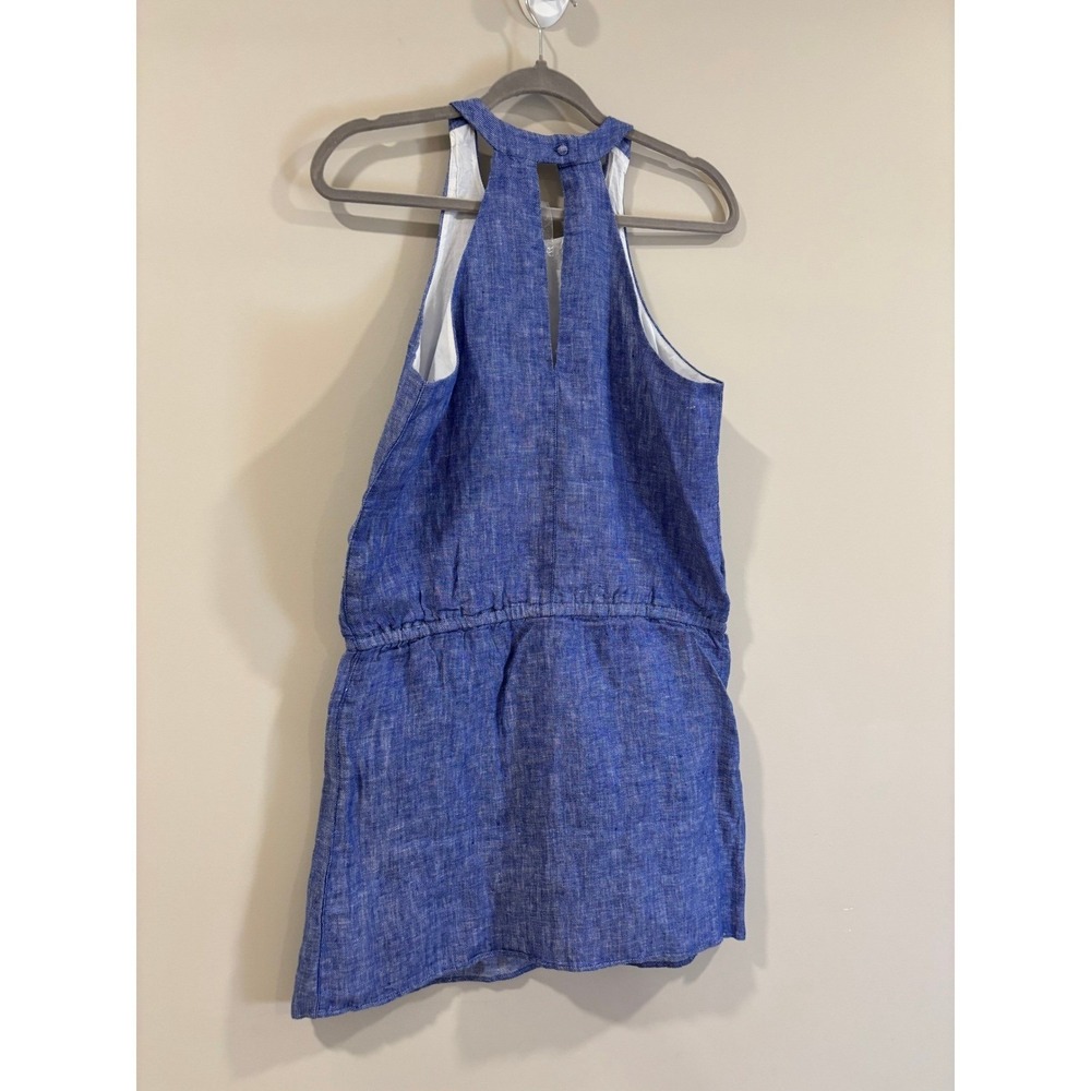 Joie Diega B Dress Blue New With Tags Linen Halter Neck Drawstring Mini S - Picture 3 of 6